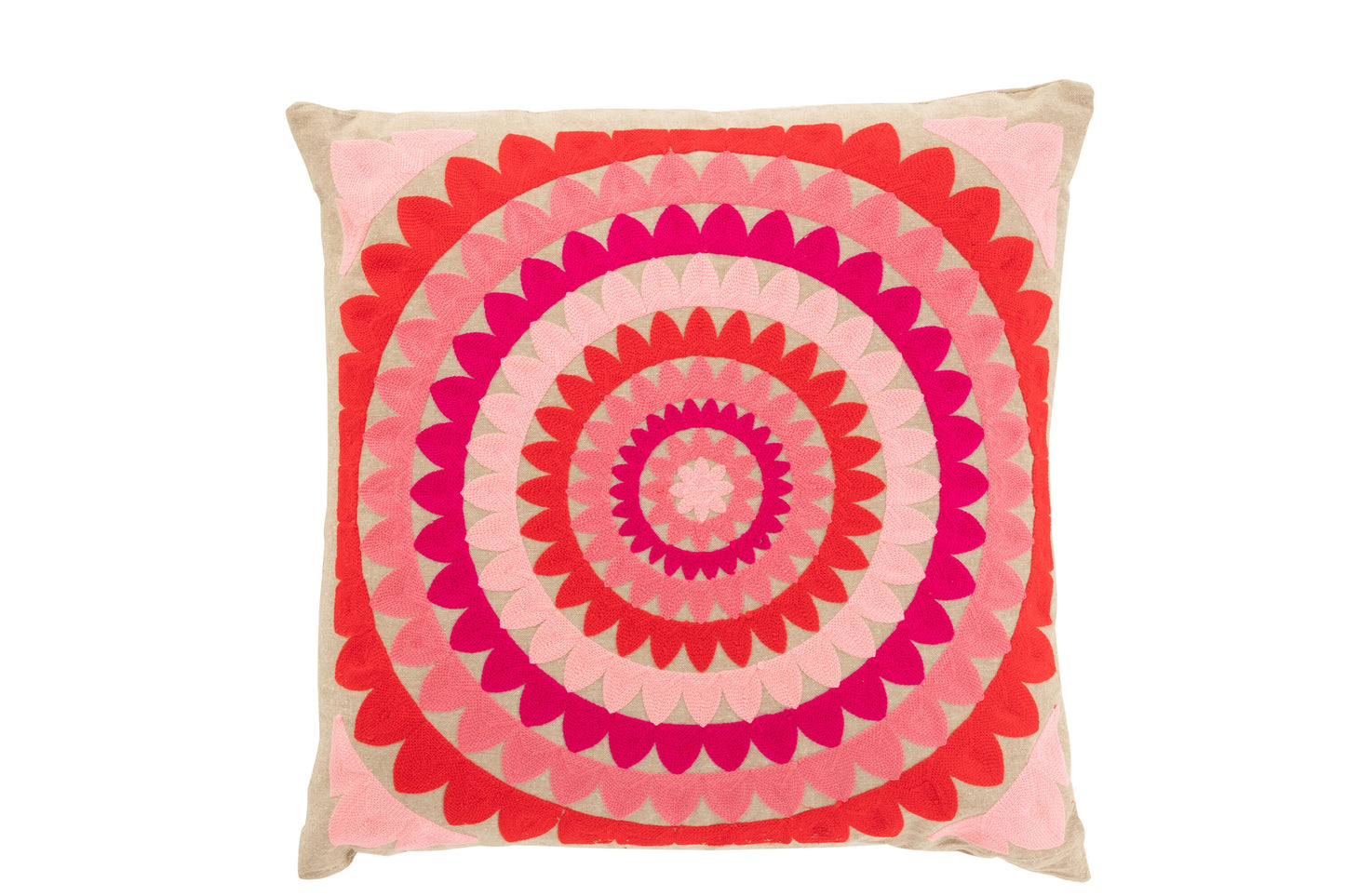 Cojín Flor Espiral Algodón Beige/Rosa