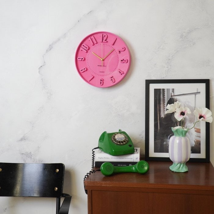 Reloj- Números de reloj de pared- Neon Pink -30x30x4cm