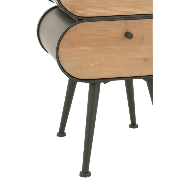 J-Line mesita de noche Gabinete - madera de pino - negro/beige claro