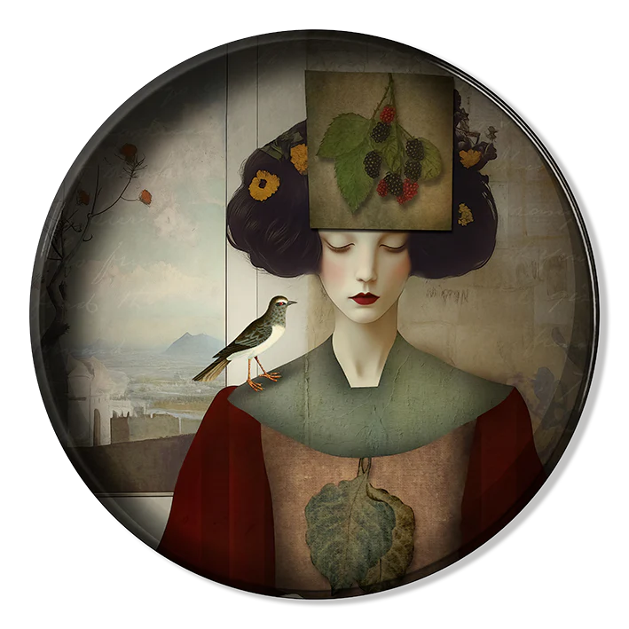 Metal Tray - Alisa - Bird and Berries - 30 cm