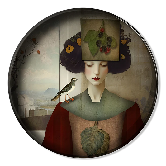 Metal Tray - Alisa - Bird and Berries - 30 cm