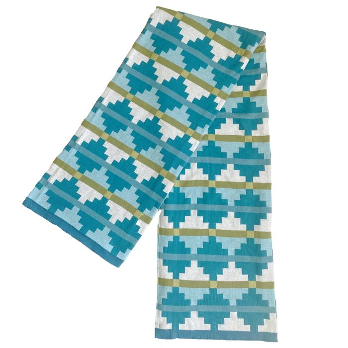 Manta Alf Azul, suave punto de algodón jacquard