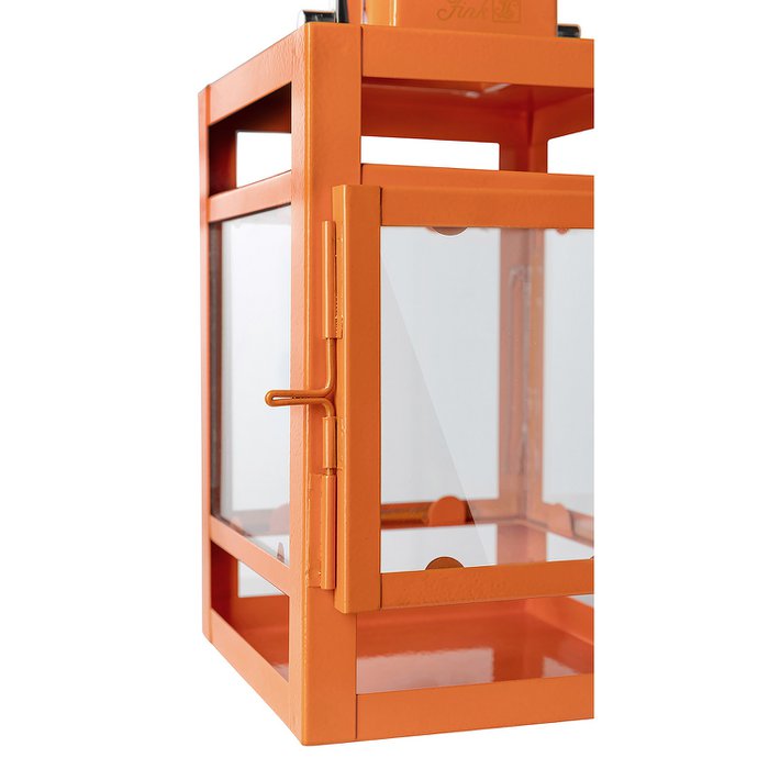 Farol KENIA vidrio hierro con recubrimiento en polvo liso naranja Ø12 cm H20 cm