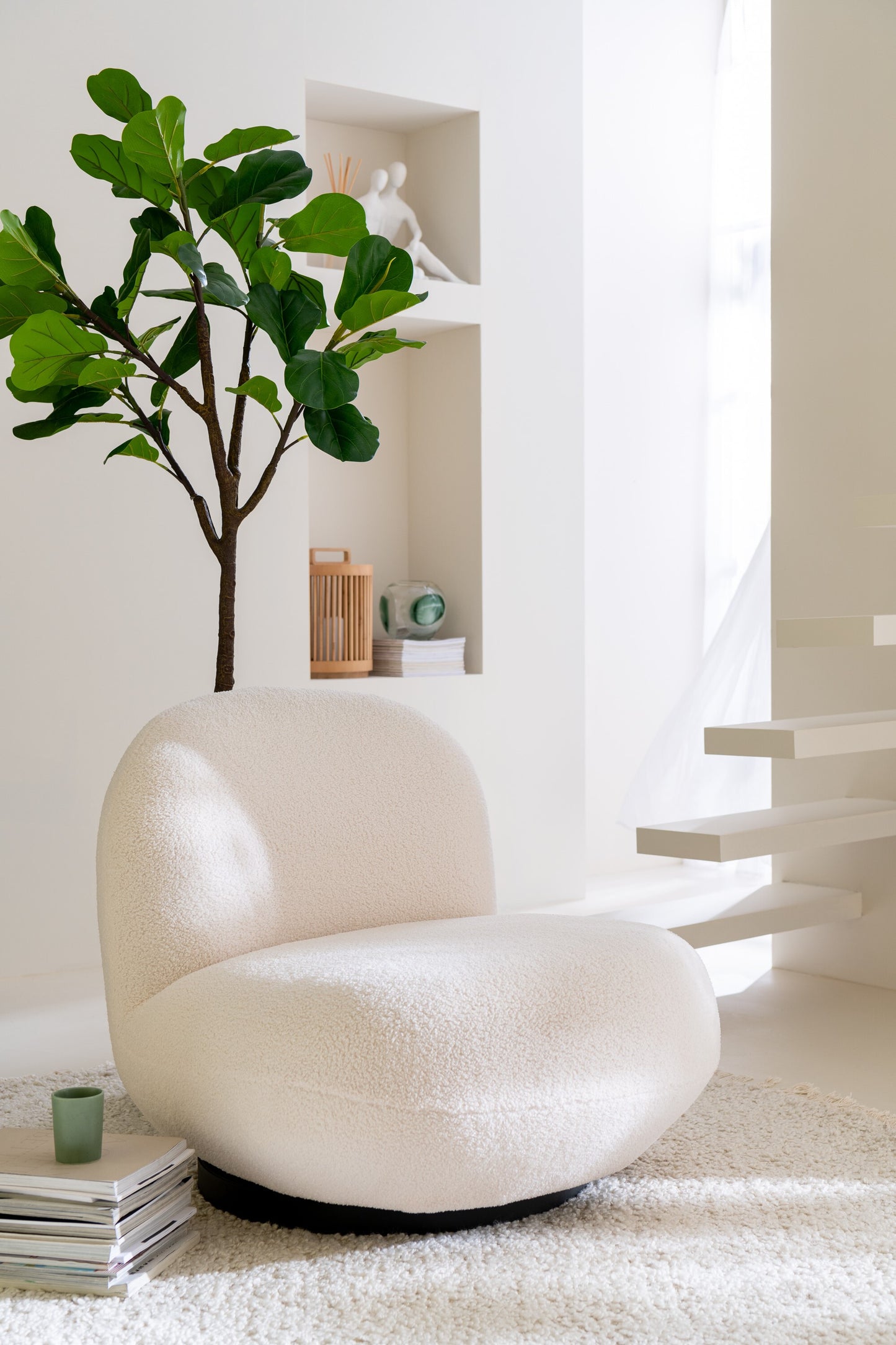 Sillón Lounge Nieve Álamo/Espuma Blanco/Negro (46038)