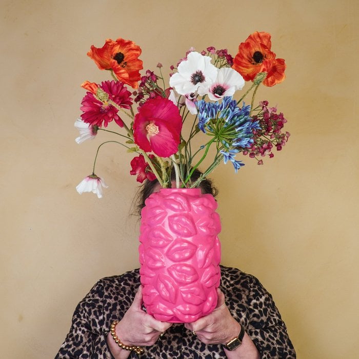 Jarrón - Besos - Cerámica - Rosa Neón