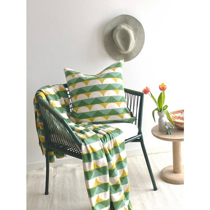 almohada verde, algodón de punto de punto de jacquard suave