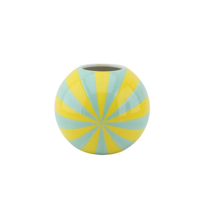 Vase - Flor Vaseista - Amarillo/Menta - 15x15x15cm