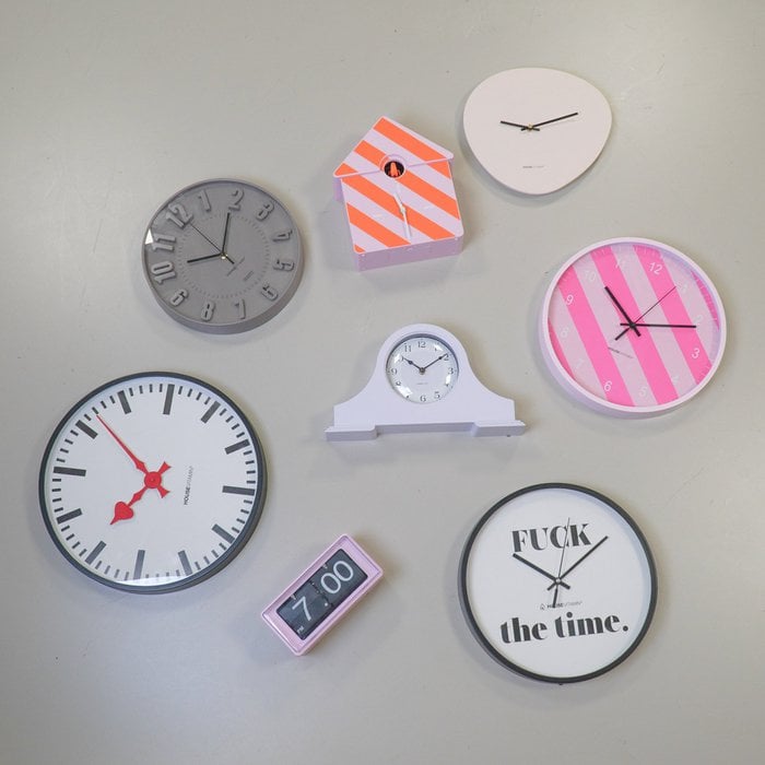 Reloj - reloj de pared - patrón rayado - rosa - 35x35x4cm