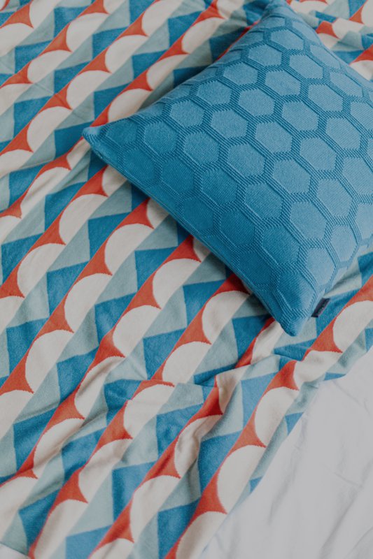Manta de jacquard azul Toby – Algodón cepillado suave