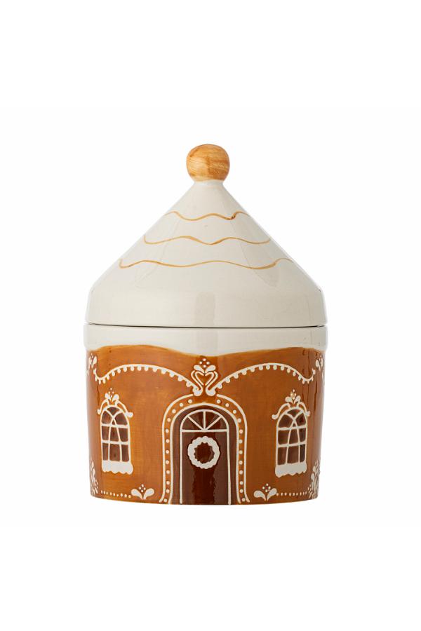 Gina Jar w/Lid, Brown, Gres