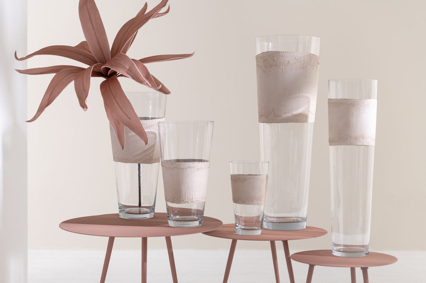 Vase Delph Glass Transparent/Beige Medium (30538)