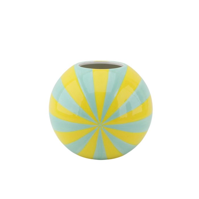 Jarrón - Flor Vaseista - Amarillo/Menta - 20x20x20cm