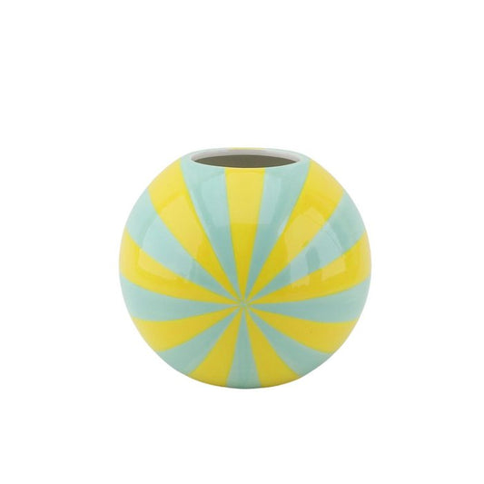 Jarrón - Flor Vaseista - Amarillo/Menta - 20x20x20cm