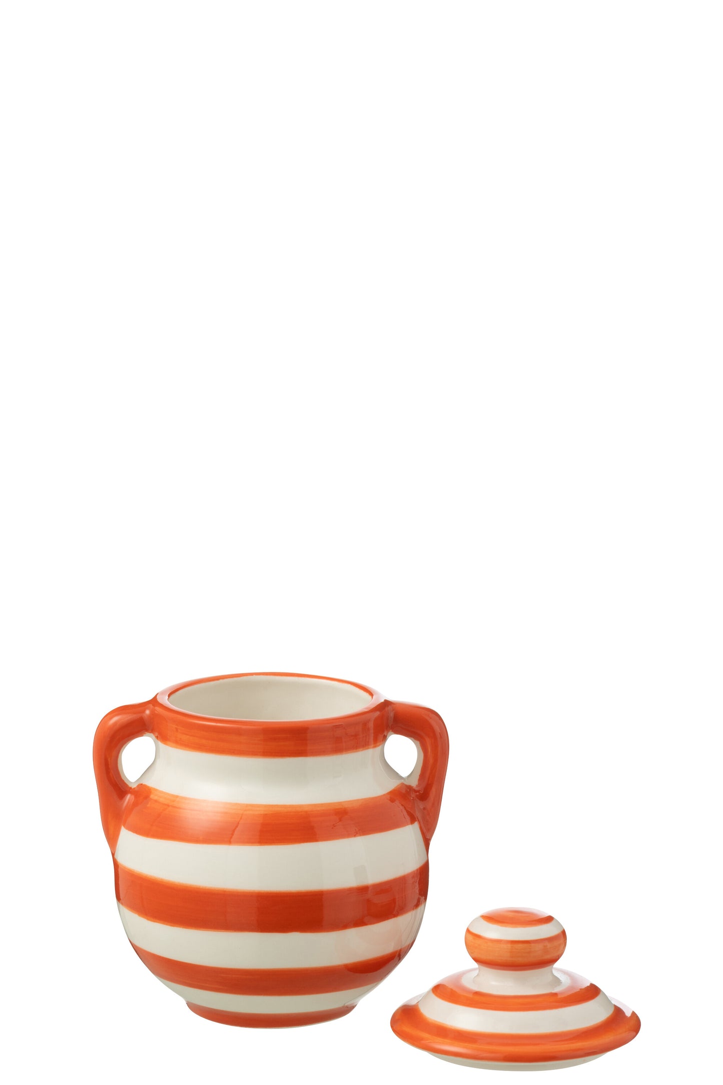 Jar Granada Stripes Ceramic White/Orange
