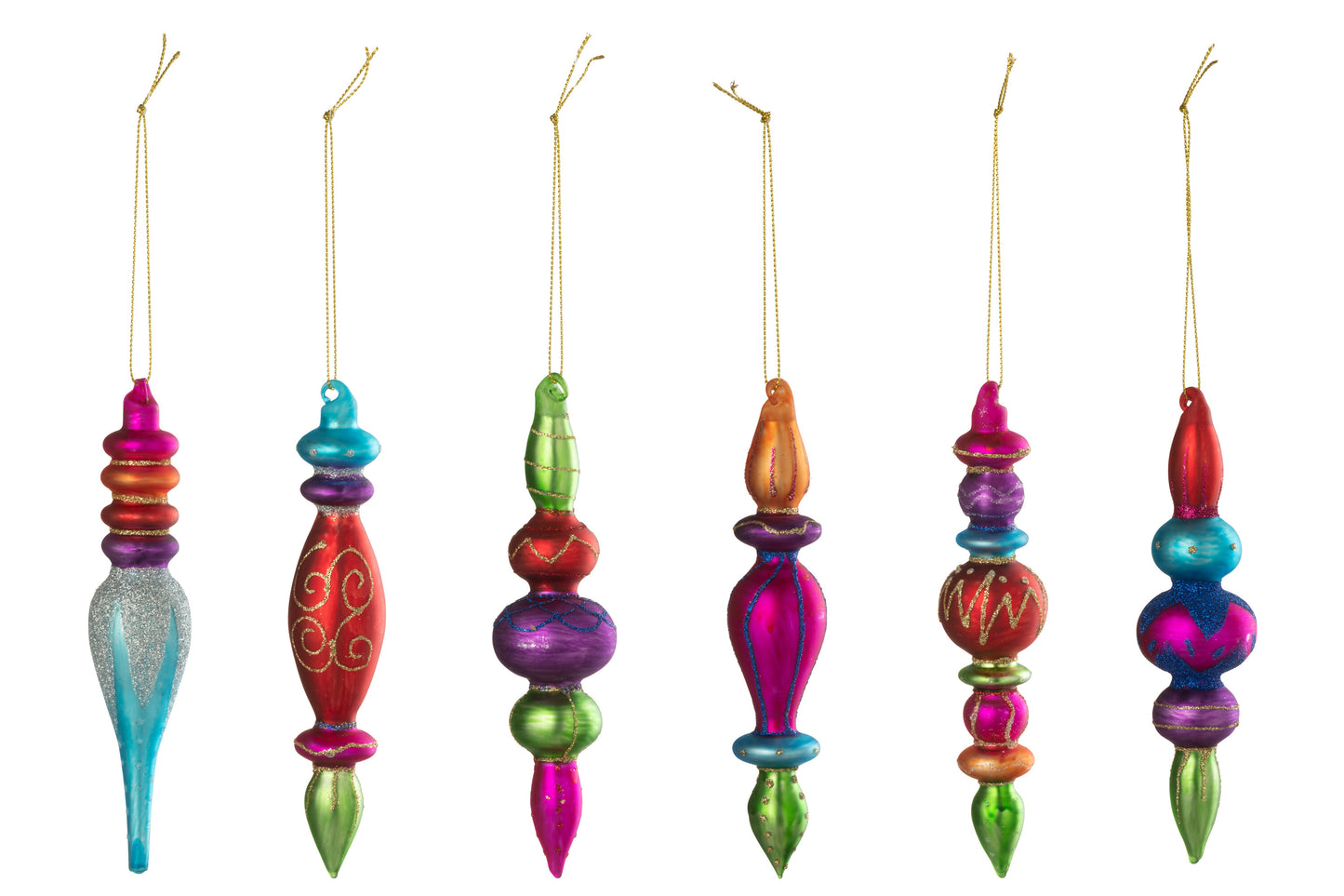 Box of 6 Christmas Bauble Glass Multicolored (59371)
