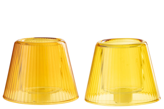 Candelabro Sombrero Vidrio Amarillo(52335)