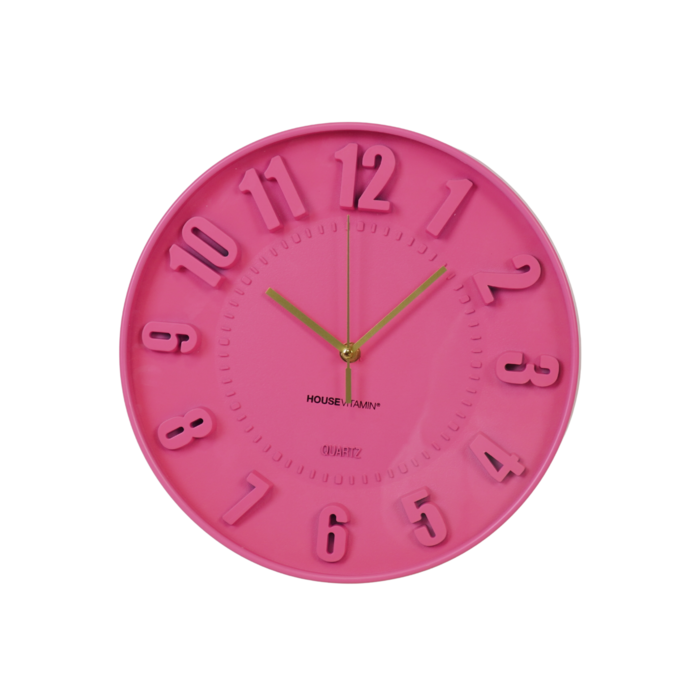 Reloj- Números de reloj de pared- Neon Pink -30x30x4cm