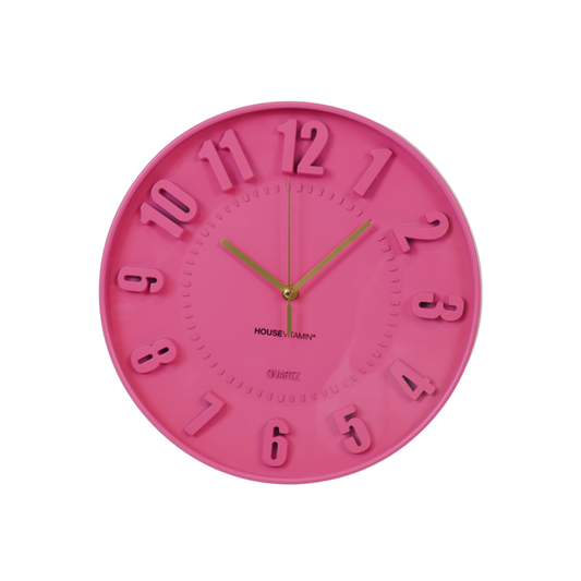 Reloj- Números de reloj de pared- Neon Pink -30x30x4cm
