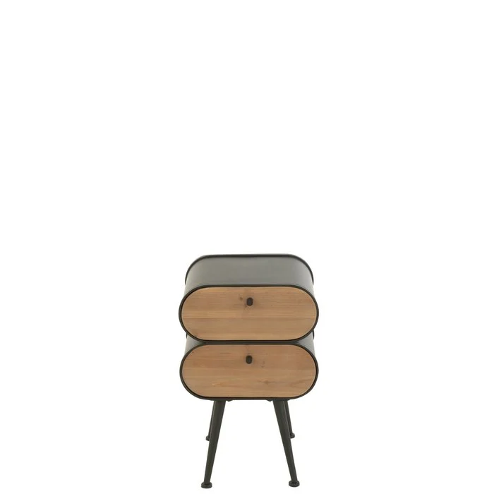 J-Line mesita de noche Gabinete - madera de pino - negro/beige claro