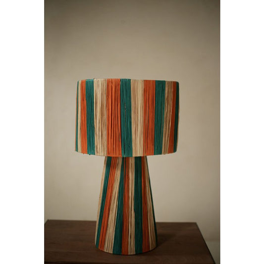 Lámpara de mesa de rafia de colores – Lámpara marroquí hecha a mano