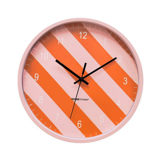 Reloj - Reloj de pared - Patrón rayado -ORANGE/PINK -34X4X34CM