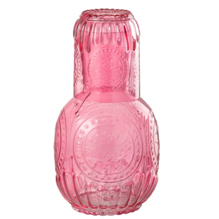 Jarra J-Line+Vidrio Maya Glas Fucsia