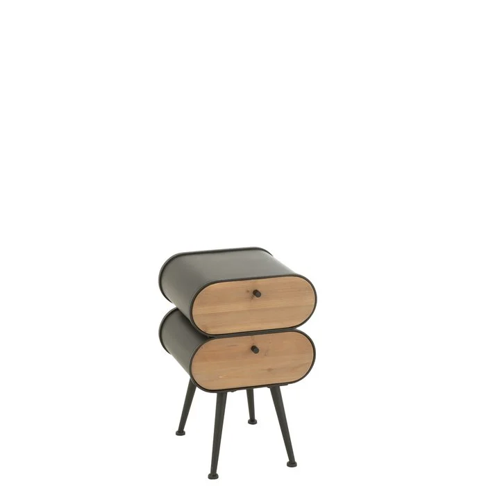 J-Line mesita de noche Gabinete - madera de pino - negro/beige claro
