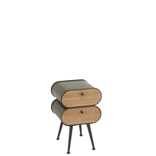 J-Line mesita de noche Gabinete - madera de pino - negro/beige claro