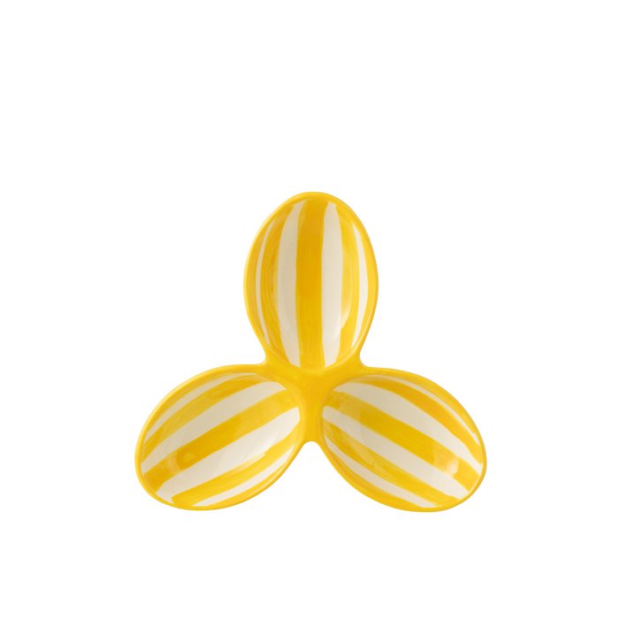 J -L -Line Serving Scale Granada Stripes Clover - Cerámica - Blanco/Amarillo