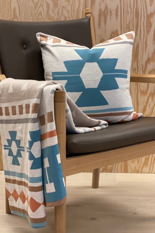 Ane almohada de almohadilla azul, algodón de punto Jacquard suave