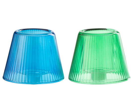Portavelas Sombrero Vidrio Azul/Verde (52339)