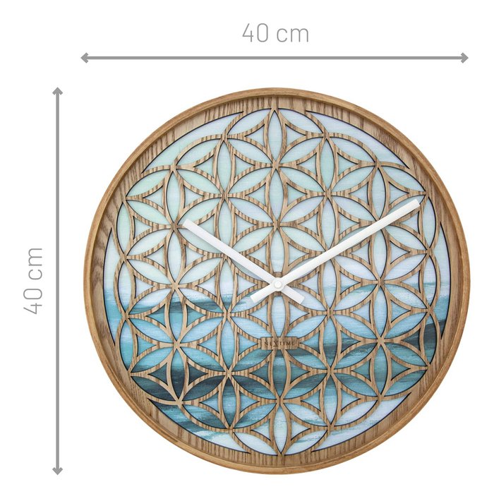 Reloj de pared 40cm - Silencioso - Verde - Madera - "Concord"