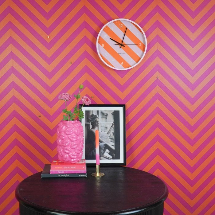 Reloj - Reloj de pared - Patrón rayado -ORANGE/PINK -34X4X34CM