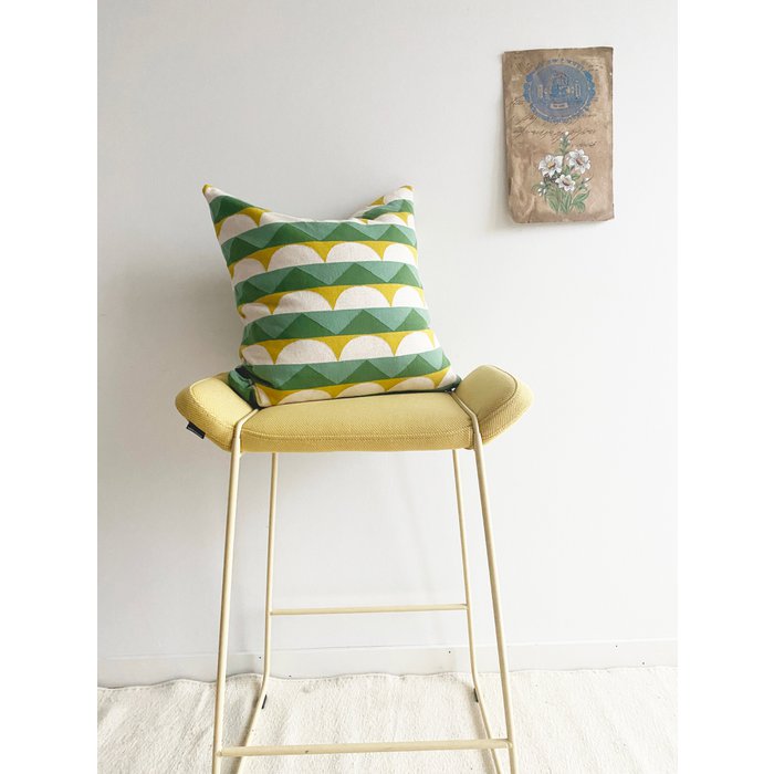 almohada verde, algodón de punto de punto de jacquard suave