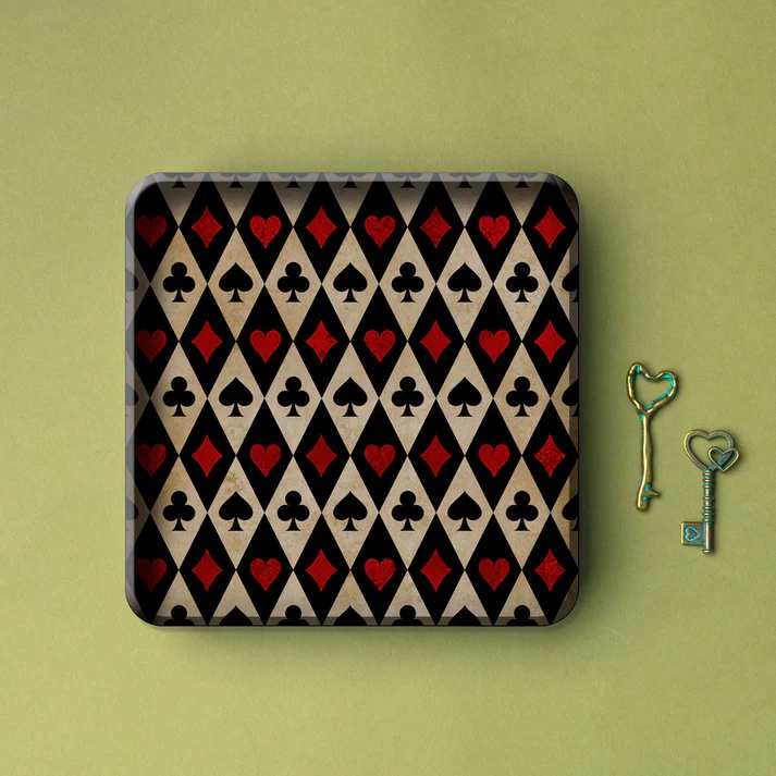 Metal Tray - Alice cards black - 15 x 15 cm Regular
