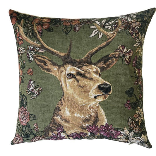 almohada de ciervo y flores