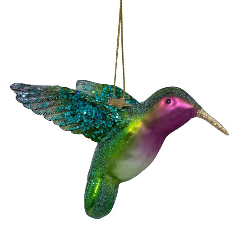 Adorno de vidrio verde/púrpura colibrí