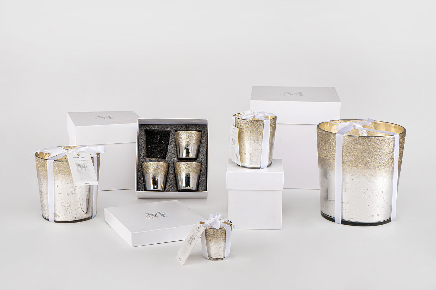 Scented Candle M-Chic Glass Silver Large 140h (16133)