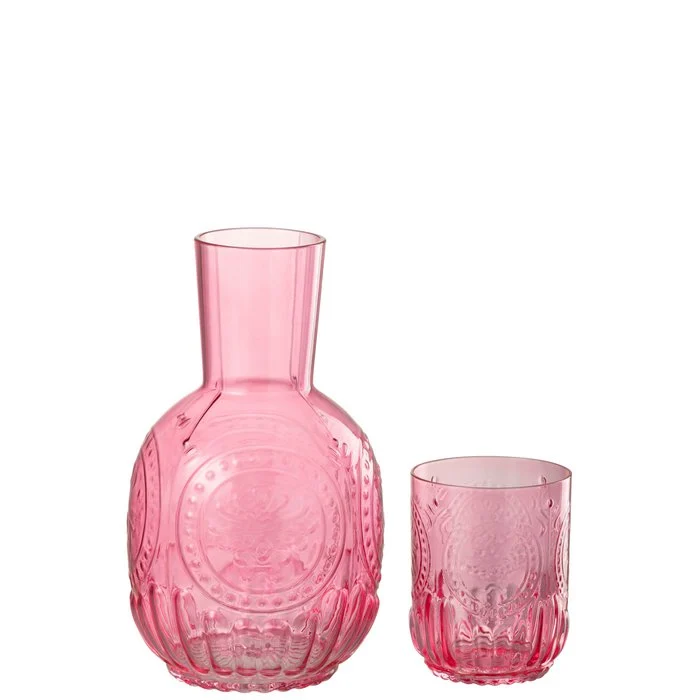 Jarra J-Line+Vidrio Maya Glas Fucsia