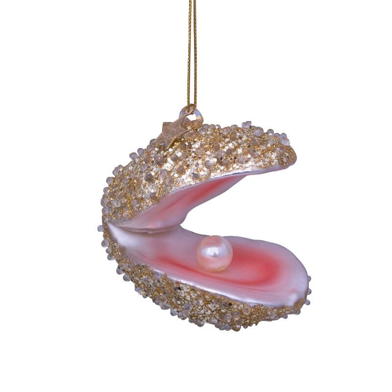 Adorno de vidrio champán brillo ostra H7cm