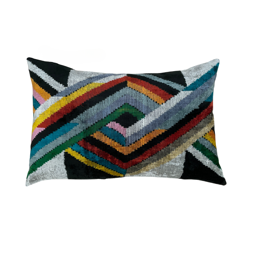 Cojín Ikat Terciopelo Multicolor Otoño