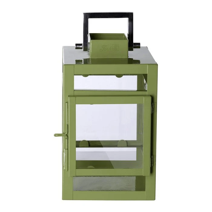 Farol KENIA vidrio hierro lacado en polvo liso verde 11,5 cm (Ø 12 cm) 20 cm