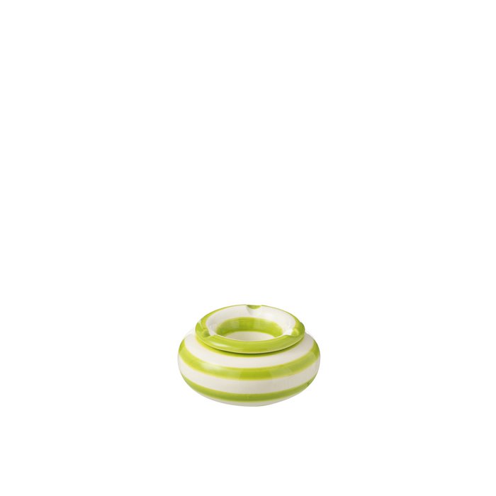 J -LINE ASHTRAY Granada Stripes - Cerámica - Blanco/Verde - Pequeño
