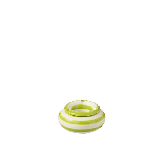 J -LINE ASHTRAY Granada Stripes - Cerámica - Blanco/Verde - Pequeño
