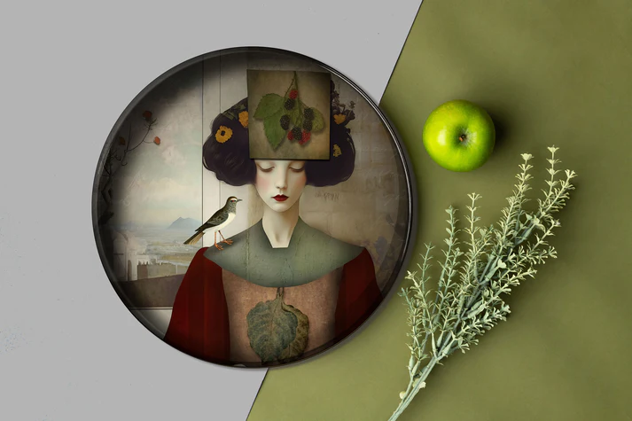 Metal Tray - Alisa - Bird and Berries - 30 cm