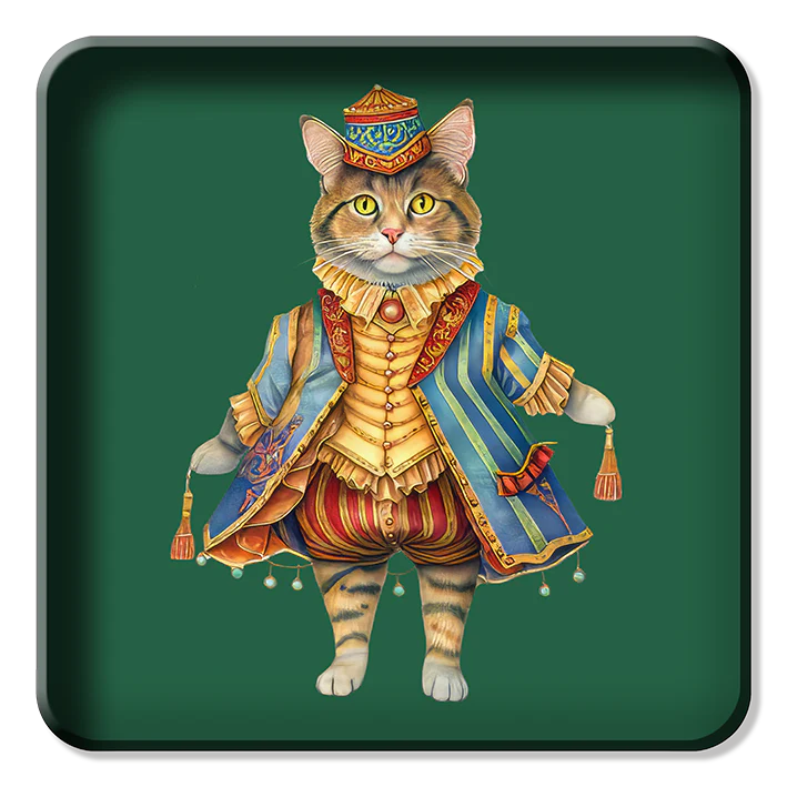 Metal Tray - Circus Cat - 30 x 30 cm