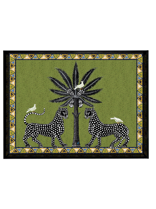 Bandeja grande de mosaico verde (38 x 28 cm)