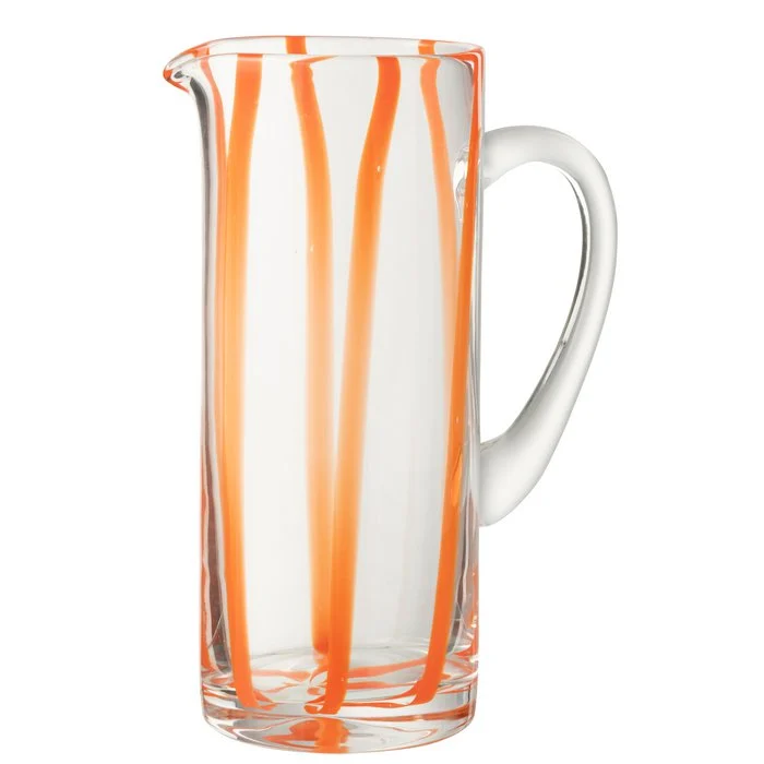 J-LINE CARAFE Stripes transparente/naranja