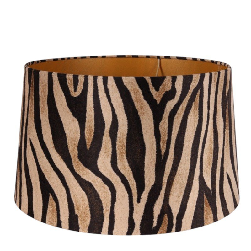 Pantalla de lámpara 40 cm - estampado cebra - marrón - tela