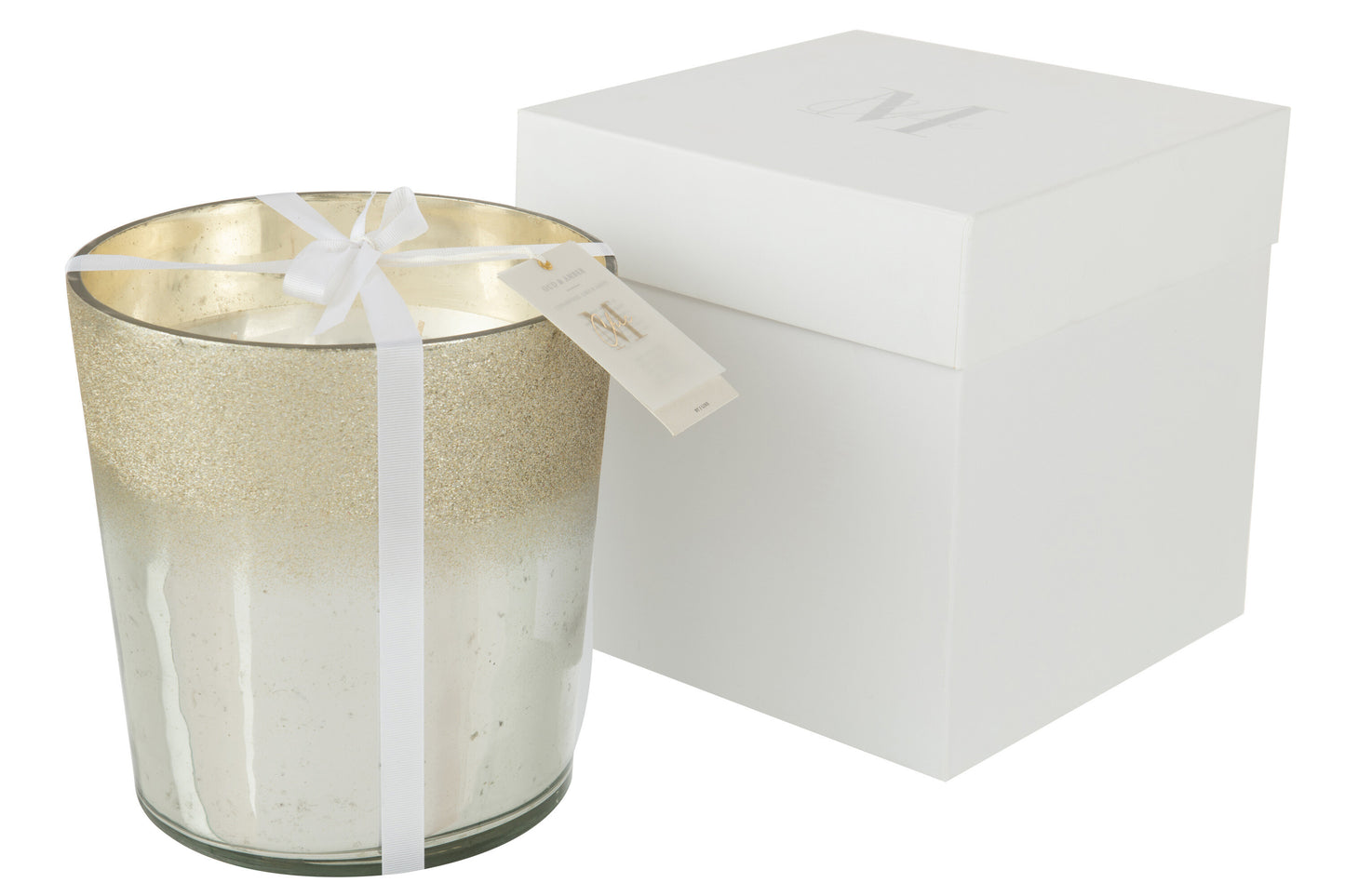 Scented Candle M-Chic Glass Silver Large 140h (16133)